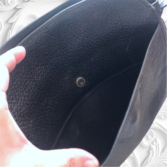 LL Bean Black Crossbody Bag H2F All Leather Classic Pebble Roomy *Needs TLC* - Picture 11 of 13